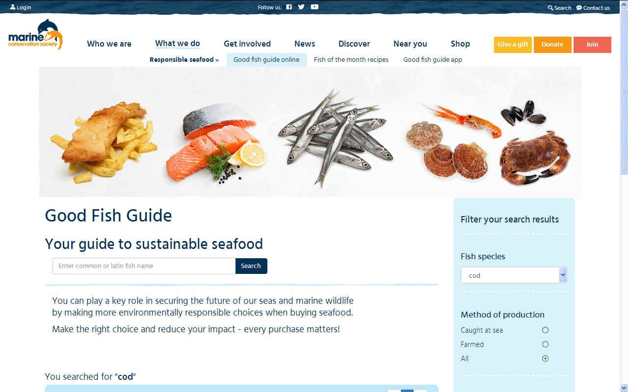 Good fish guide, marine conservation society