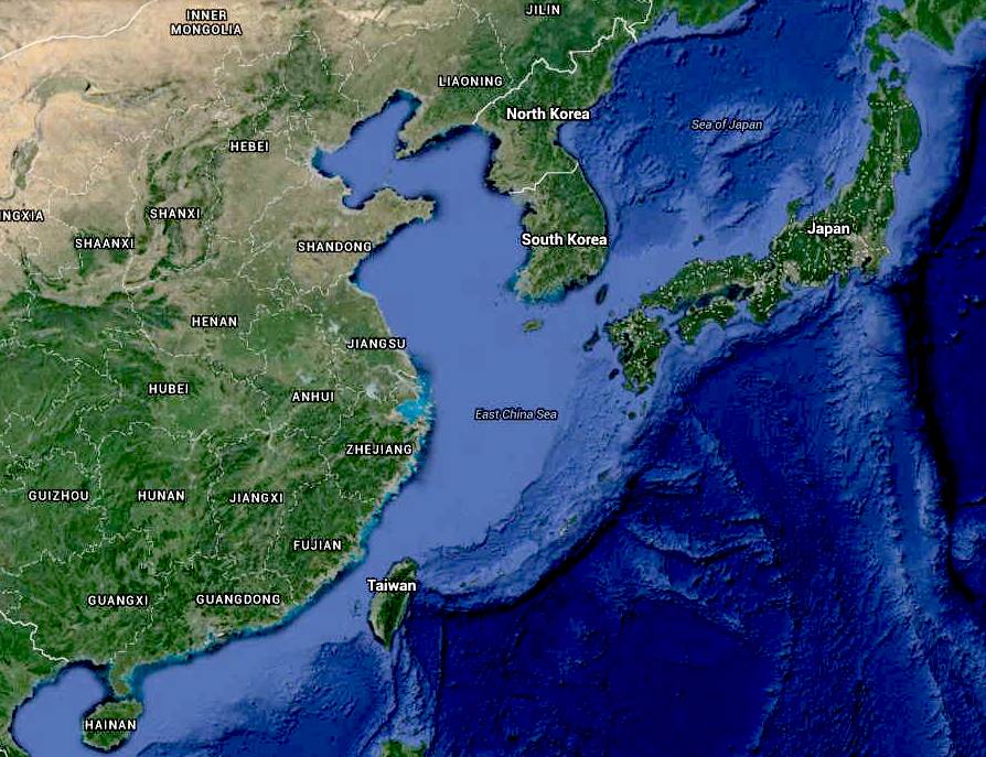 Map of East China Sea