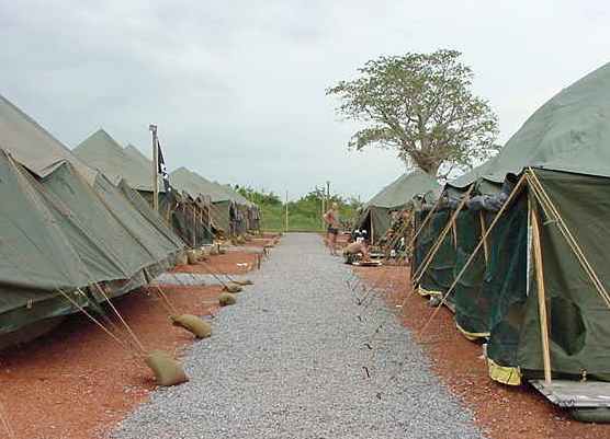 Military tents in line formation