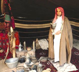 Arabian tent welcome with coffee and incense