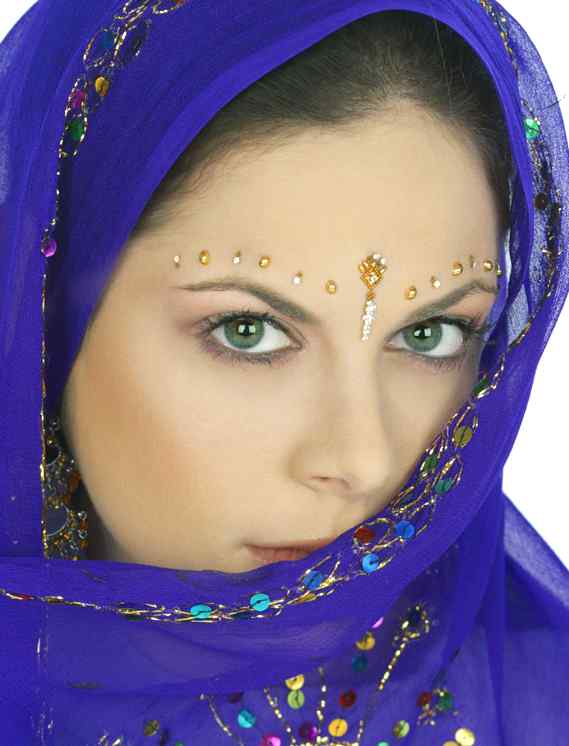 Bindi worn on the forehead signifies marriage status or fashion statement