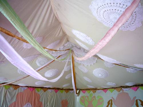 Alice in Wonderland tent interior ceiling decorations
