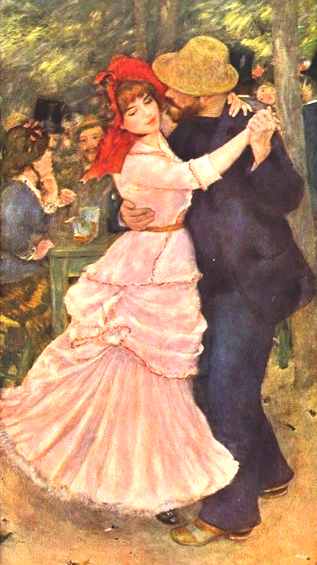 Painting of couple dancing by Pierre Auguste Renoir