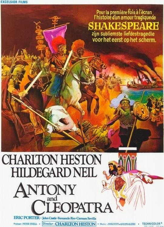Charlton Heston and Hildegard Neil as Antony and Cleopatra, a movie from 1972
