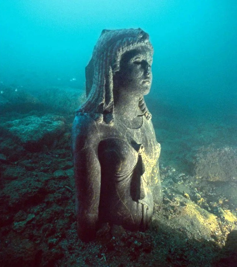 The remains of Cleopatra's Temple are underwater, off the coast of Egypt